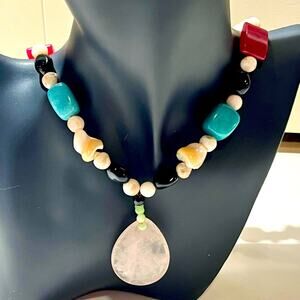 Natural stone necklace with pendant, NWOT